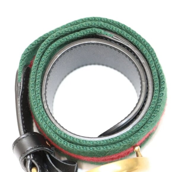 Gucci GG Marmont Web Belt Canvas Leather Size 70X30 - Green/Red/Black/Gold - Picture 12 of 14